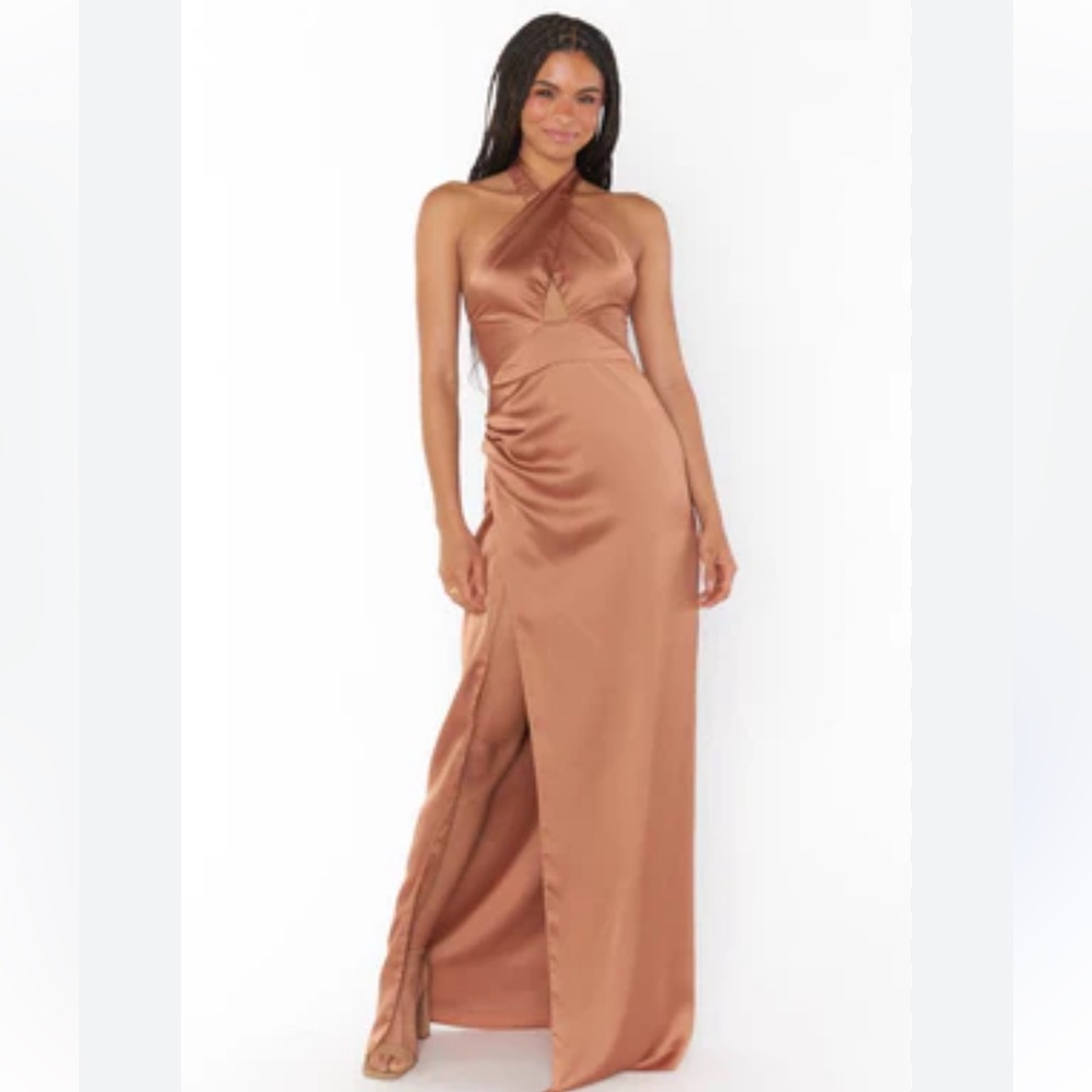 0385 Adele Halter Maxi Dress in copper sz S